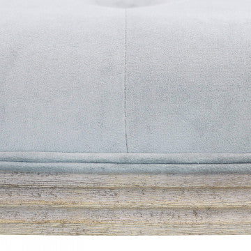 Panca in legno con seduta in velluto grigio, 125x45x48 cm