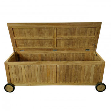 Box contenitore in teak massiccio 155x55x63 cm colore marrone chiaro