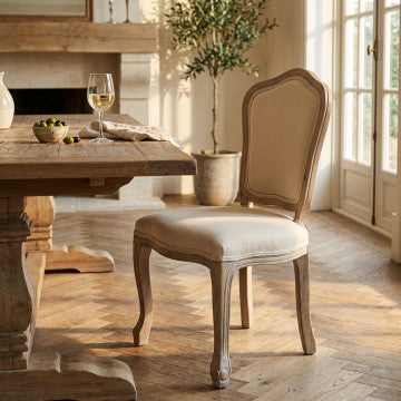 Sedia in legno e tessuto beige, dimensioni 52x50x100 cm