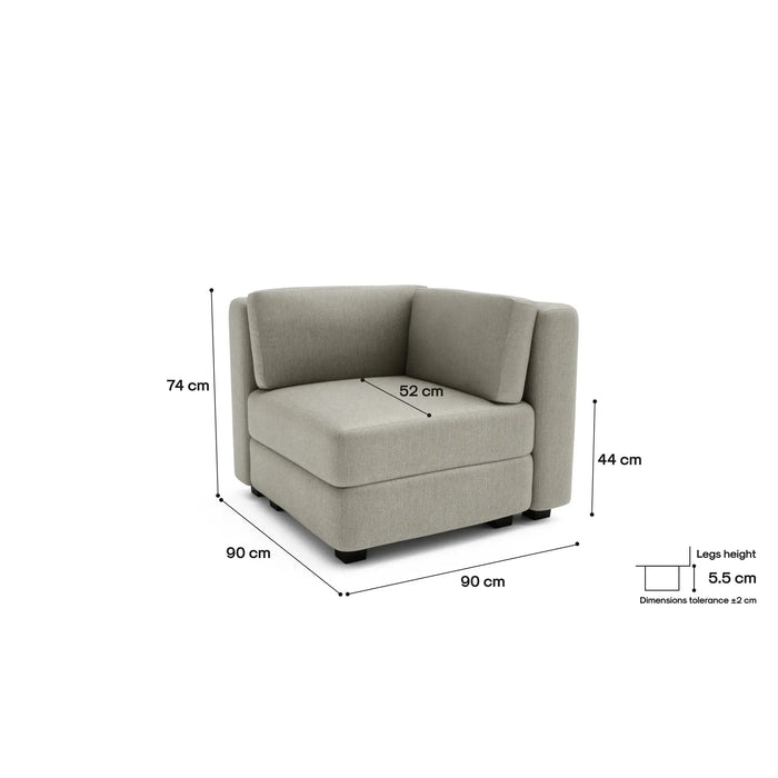 Divano Modulare GRACIA - Modulo Angolare - Beige Grigio