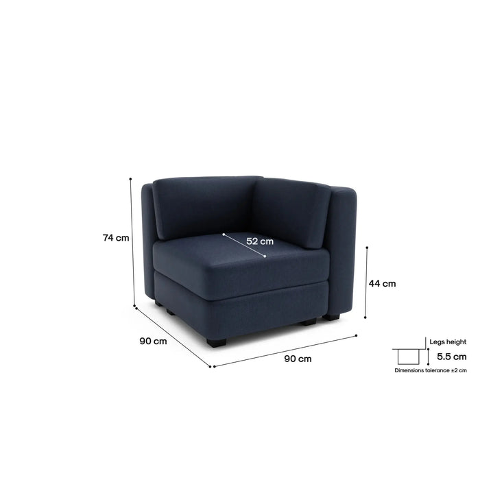 Divano Modulare GRACIA - Modulo Angolo Blu Scuro