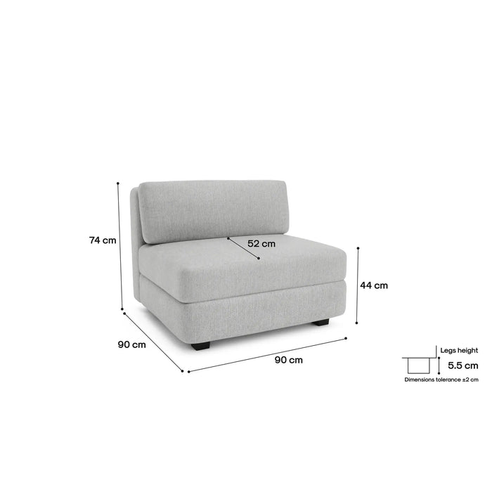 Divano Modulare GRACIA - Modulo Singolo Grande - Grigio