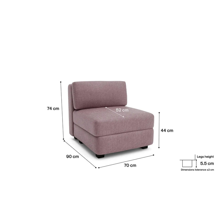 Divano Modulare GRACIA - Modulo Singolo Rosa Antico