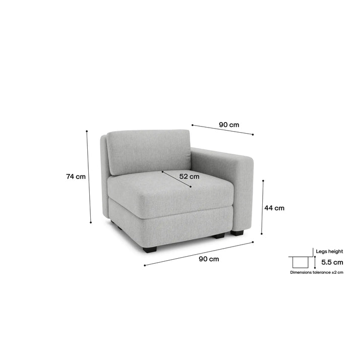 Divano Modulare GRACIA - Modulo Terminale - Grigio
