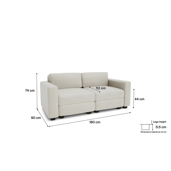 Divano Modulare 2 Posti GRACIA - Beige Crema