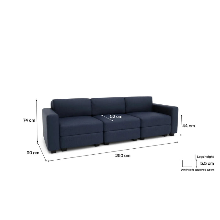 Divano Modulare 3 Posti GRACIA - Blu Scuro