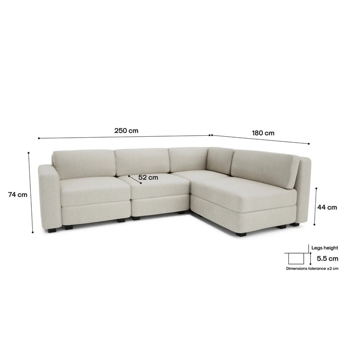 Divano Modulare 4 Posti Angolare GRACIA - Beige Crema