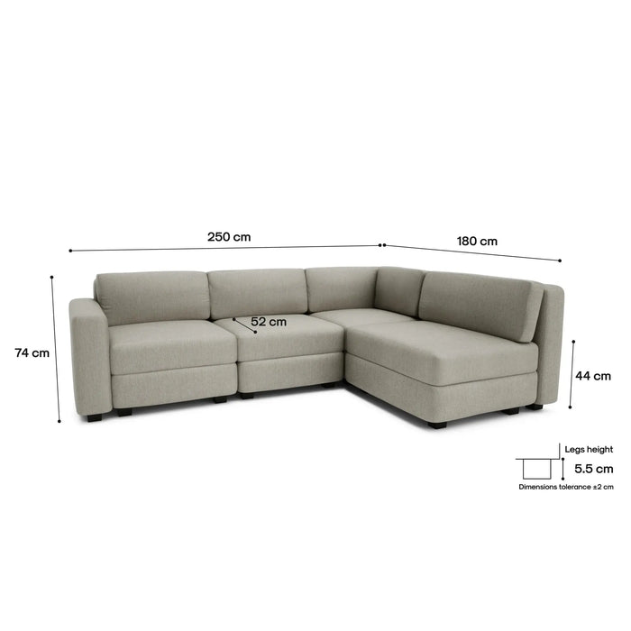 Divano Modulare 4 Posti Angolare GRACIA - Beige Grigio
