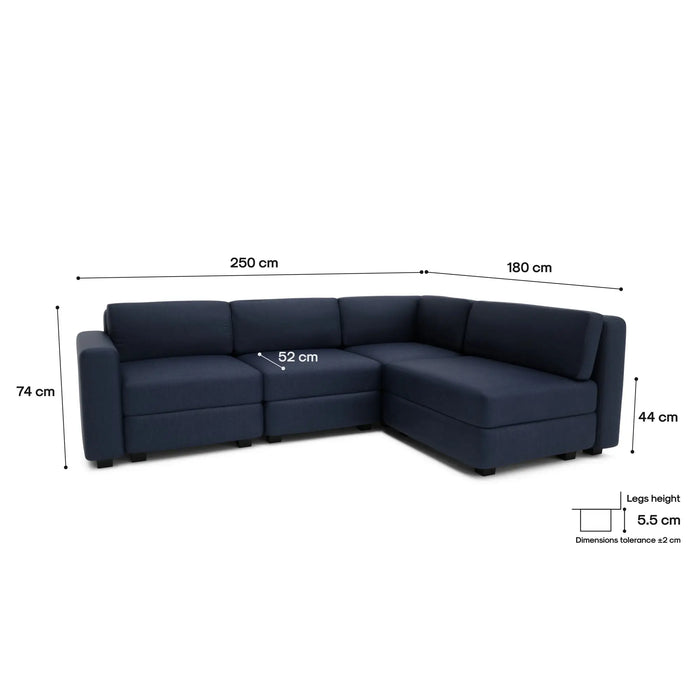 Divano Modulare Angolare GRACIA Blu Scuro