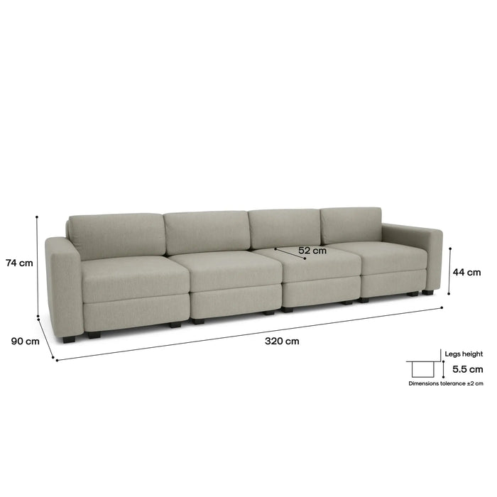 Divano Modulare 4 Posti GRACIA - Beige Grigio