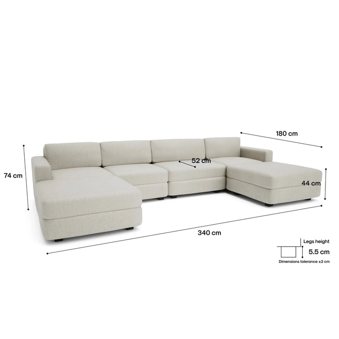 Divano Modulare GRACIA - Configurazione a U Beige Crema