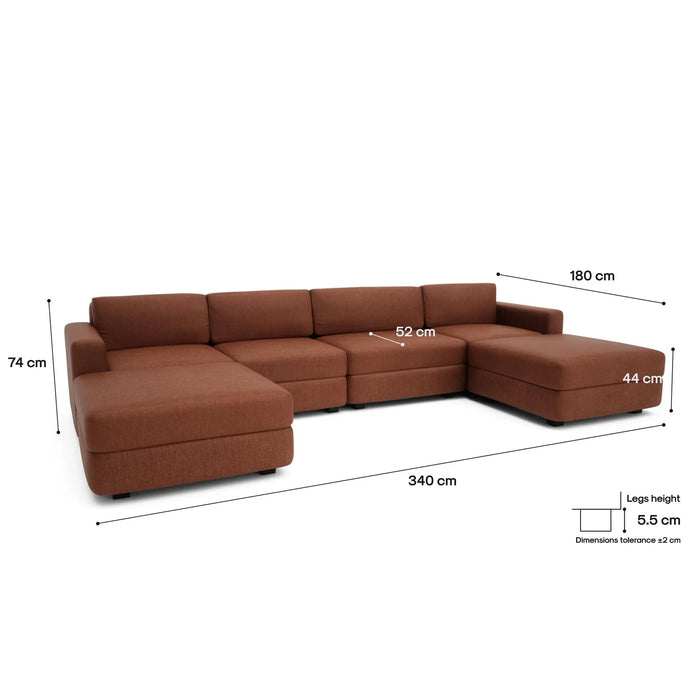 Divano Modulare GRACIA - Configurazione a U Terracotta