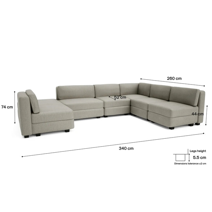 Divano Modulare GRACIA U-Shape 160x340x230 cm Beige
