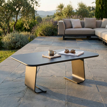 Tavolino ovale struttura alluminio 60x100x45 cm design moderno