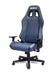 Poltrona da ufficio Sparco Coach blu con schienale reclinabile, supporto lombare, braccioli regolabili, base a cinque ruote e rivestimento in similpelle blu