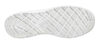 Sotto della scarpa tecnica da guida e sicurezza bianca, con suola antiscivolo in gomma, progettata per sicurezza e comfort, SKU: SP/HOMY-35