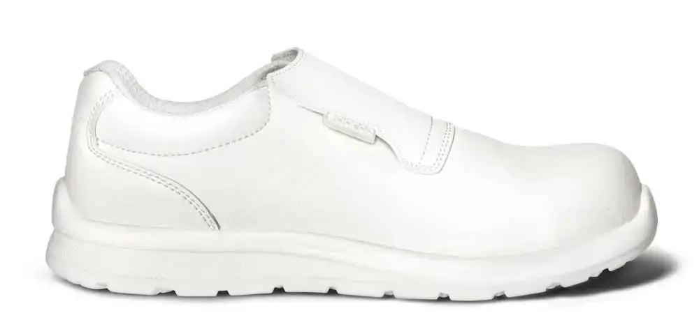 Scarpa tecnica da guida e sicurezza bianca, con design confortevole, suola antiscivolo, perfetta per uso quotidiano in settori industriali, SKU: SP/HOMY-35