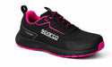 Scarpa da lavoro antistatica Sparco Juliet S1P in tessuto nero con dettagli rosa, suola antiscivolo e protezione antiperforazione, calzatura uomo