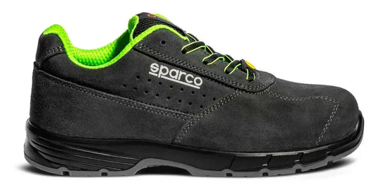 Scarpa di sicurezza in suede nero con interni in tessuto traspirante, suola antiscivolo, design leggero e resistente, SKU: SP/ONTARIO-39