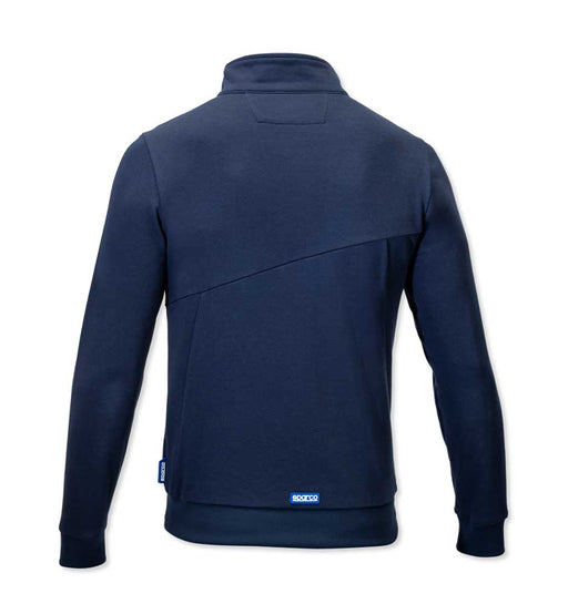 Retro della felpa Sparco Plata Blu navy con collo alto, design ergonomico, cuciture rinforzate, logo Sparco sul fondo, SKU: SP/PLATA-B-S