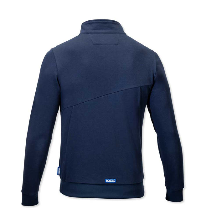 Retro della felpa Sparco Plata Blu navy con collo alto, design ergonomico, cuciture rinforzate, logo Sparco sul fondo, SKU: SP/PLATA-B-S