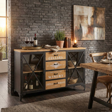 Mobile in metallo e legno, 128x38x79 cm, peso 28 kg