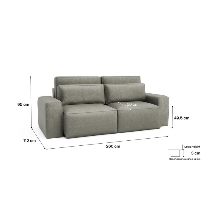 Divano Letto 3 Posti JORDAAN - Grigio Cenere