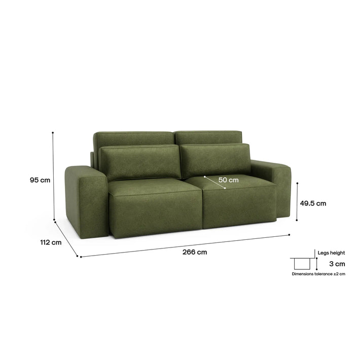 Divano Letto 3 Posti JORDAAN - Khaki