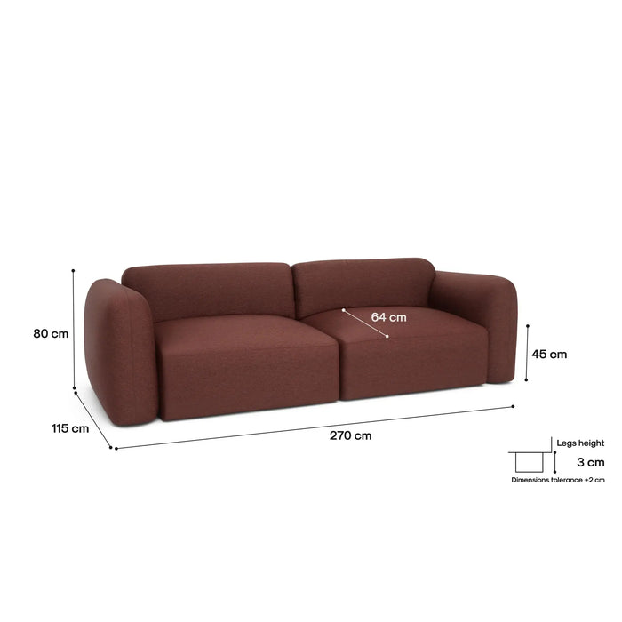 Divano Letto 3 Posti NORREBRO - Bordeaux