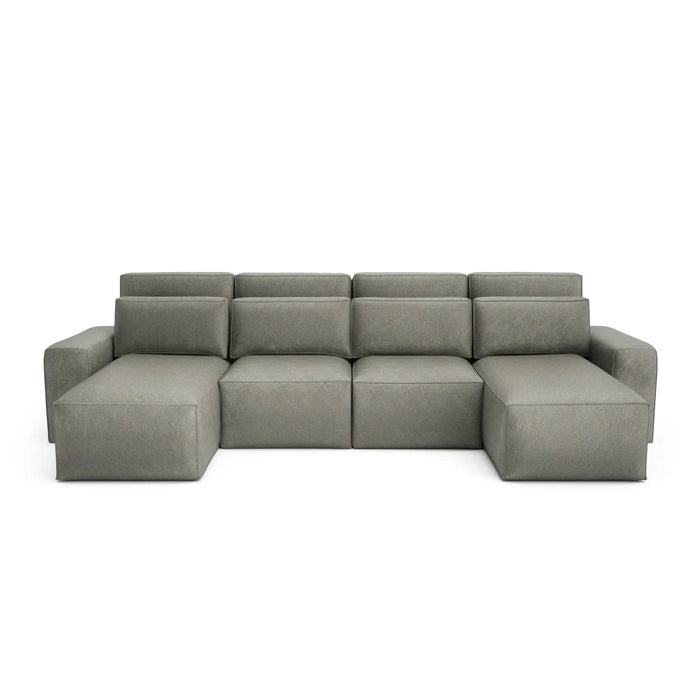 Divano Letto Angolare JORDAAN - Forma U - Cenere