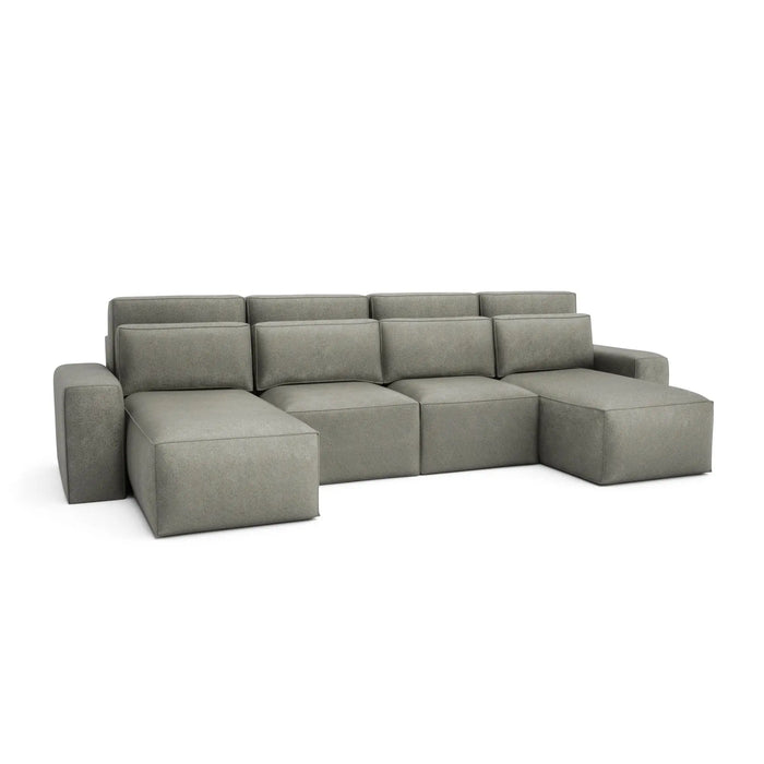 Divano Letto Angolare JORDAAN - Forma U - Cenere