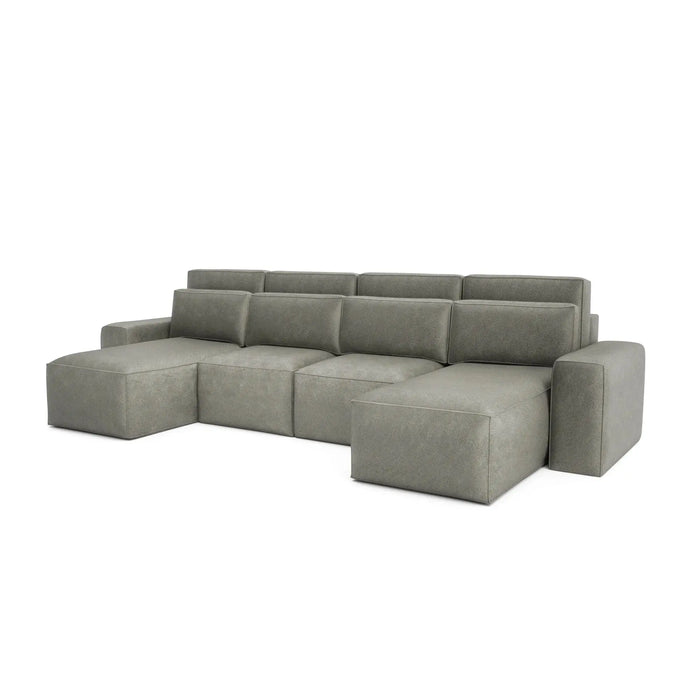 Divano Letto Angolare JORDAAN - Forma U - Cenere
