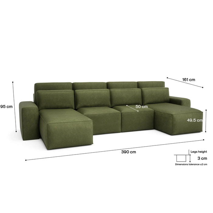 Divano Letto Angolare JORDAAN - Forma U - Khaki