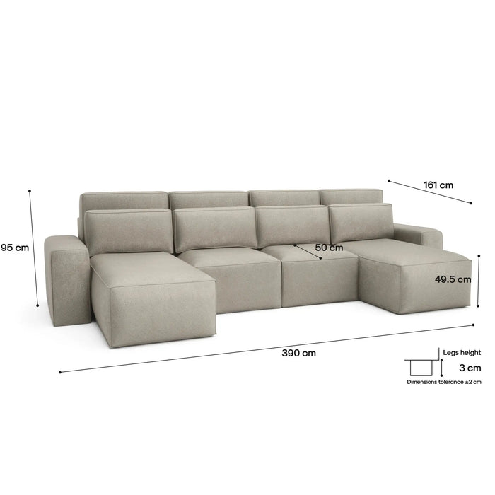 Divano Letto Angolare JORDAAN - Forma U - Crema