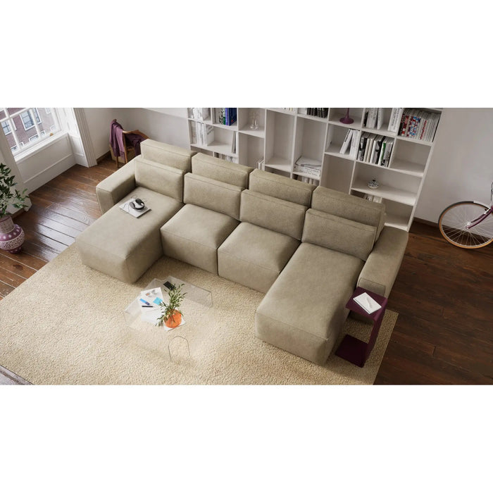Divano Letto Angolare JORDAAN - Forma U - Crema