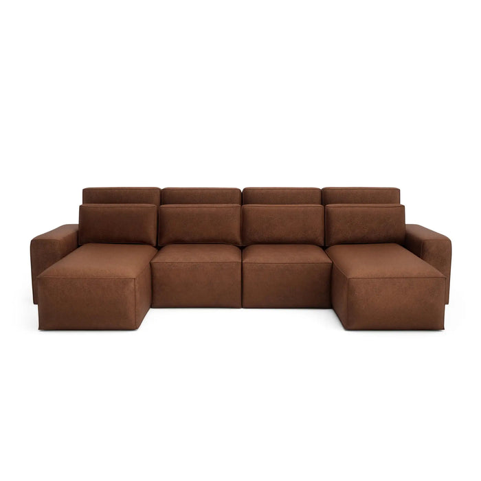 Divano Letto Angolare JORDAAN - Forma U - Terracotta