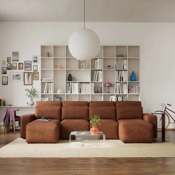 Divano Letto Angolare JORDAAN - Forma U - Terracotta