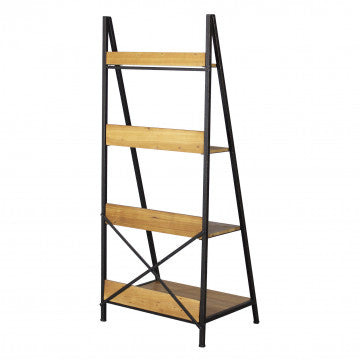 Mobile in ferro e legno con 4 ripiani, cm 62x49,5x147h