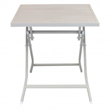 Tavolo pieghevole quadrato in alluminio, 70x70 cm, colore tortora