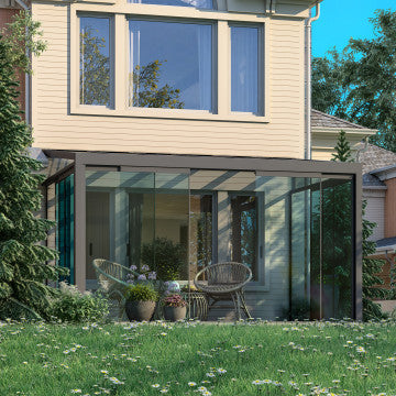 Veranda addossata copertura policarbonato 430x300x270 cm laterale vetro