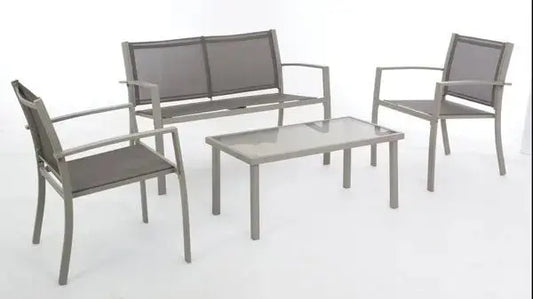 Salotto da Giardino 4 Pz con Struttura in Acciaio Salotti Hobby Shop Solution TORTORA  
