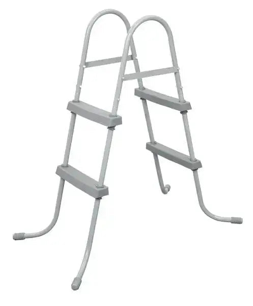 Scaletta per piscine cm. 84 in metallo anticorrosione, ideale per piscine fuori terra fino a 84 cm, con gradini antiscivolo e struttura stabile.