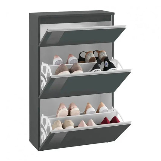 Scarpiera Moderna MAGIC con 2 ante battenti e 1 anta ribalta, colore Antracite Laccato Scarpiere Italy Web forniture   