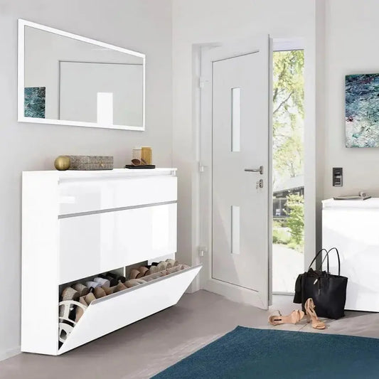 Scarpiera Moderna 2 Ante Battenti e 1 Antina Ribalta Bianco Laccato Scarpiere Italy Web forniture   