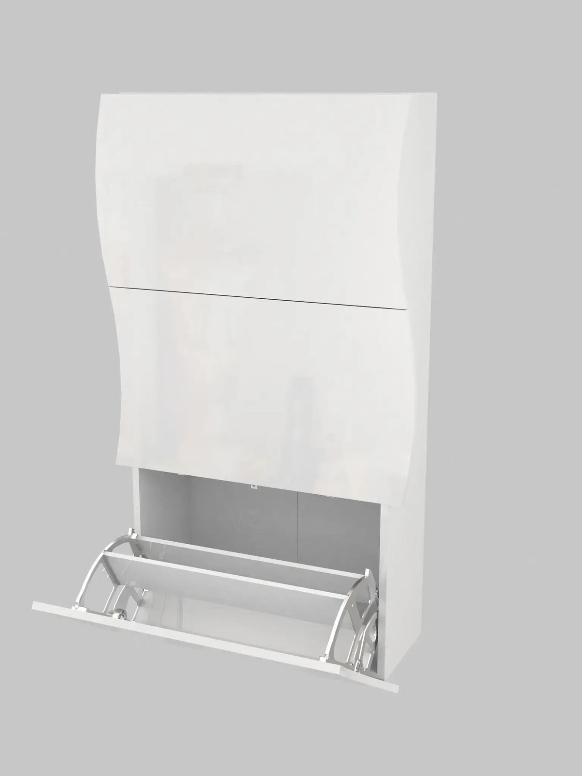 Scarpiera Moderna a Ribalta ONDA Bianco Lucido con 3 Ante Scarpiere Italy Web forniture   