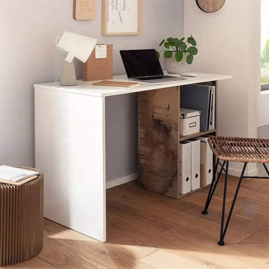 Scrivania moderna in bianco lucido con design CONTI acero pereira Scrivanie Italy Web forniture   