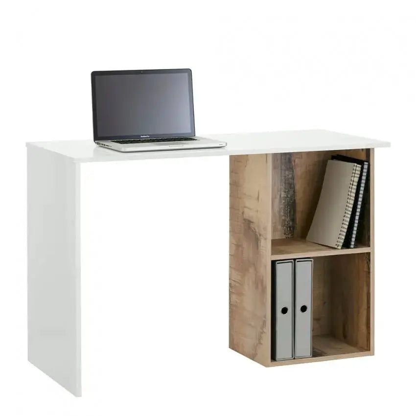 Scrivania moderna in bianco lucido con design CONTI acero pereira Scrivanie Italy Web forniture   
