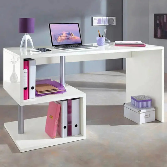 Scrivania Moderna ESSE 140 in Bianco Lucido Scrivanie Italy Web forniture   