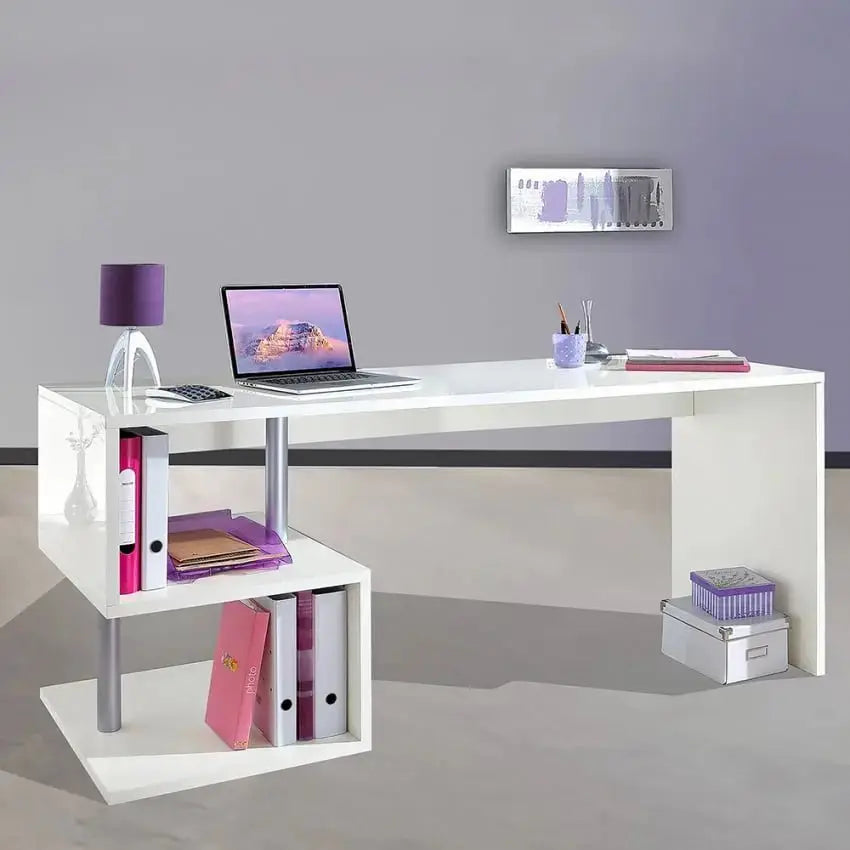 Scrivania ESSE 180: Design Moderno in Bianco Lucido Scrivanie Italy Web forniture   