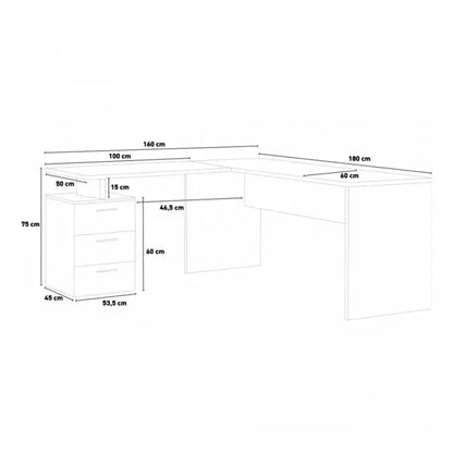 Scrivania Angolare New Selina 180-160 x 60 x 75 cm in Rovere Scrivanie Italy Web forniture   